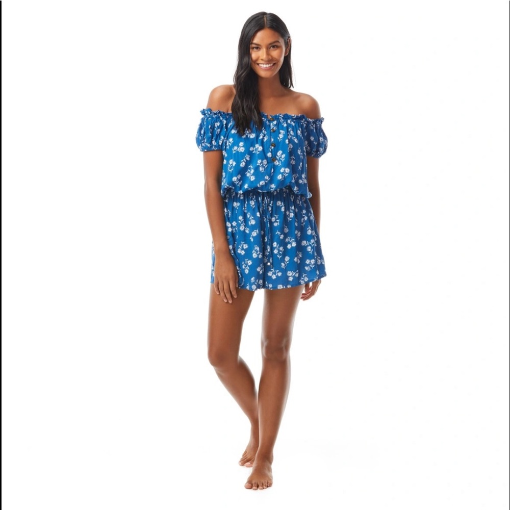 Kate Spade Off the Shoulder Cover Up Romper - Dandelion Floral. Medium